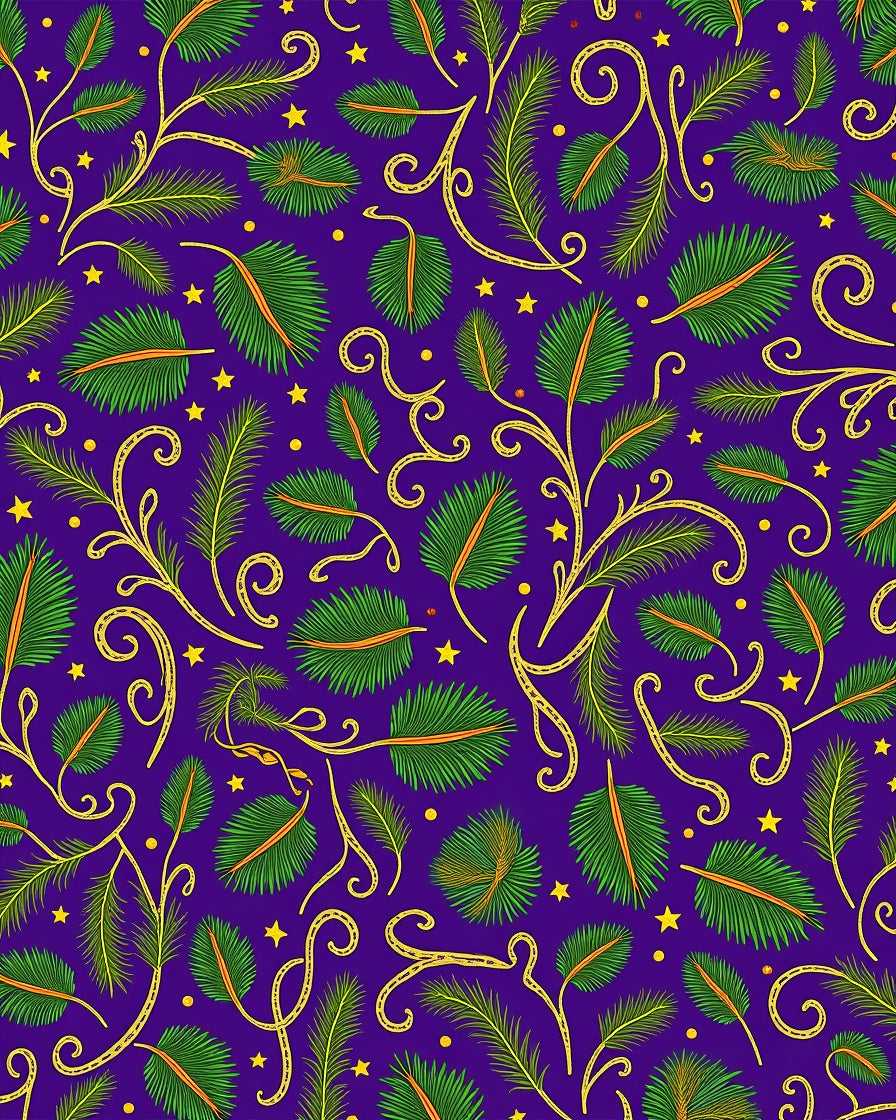 Purple Emerald Leaf Swirl Star Rug