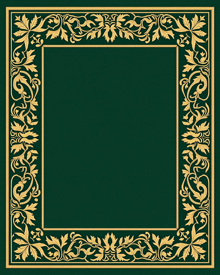 Gold Floral Border Emerald Green Rug