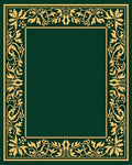 Gold Floral Border Emerald Green Rug