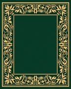 Gold Floral Border Emerald Green Rug