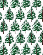 Green Snow-Covered Evergreen Pine Trees Rug