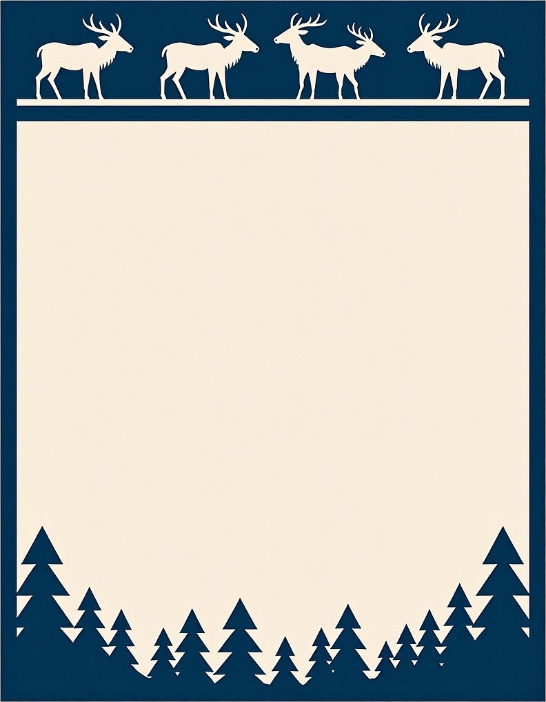 Navy Majestic Deer Pine Forest Rug