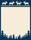 Navy Majestic Deer Pine Forest Rug