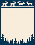 Navy Majestic Deer Pine Forest Rug