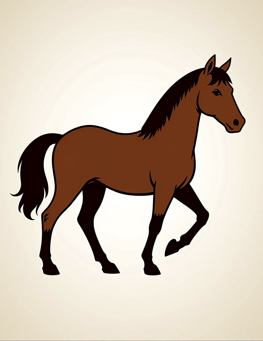 Brown Horse Silhouette Illustration Rug