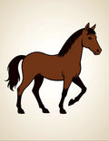 Brown Horse Silhouette Illustration Rug