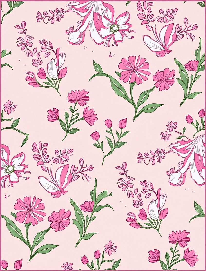 Pink Botanical Garden Floral Rug