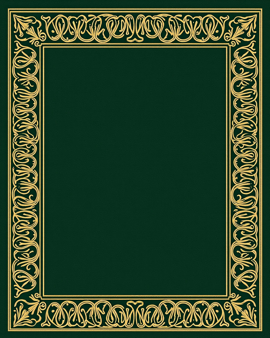 Emerald Golden Decorative Scroll Border Rug