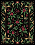 Crimson Yellow Green Floral Garden Frame Rug