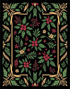 Crimson Yellow Green Floral Garden Frame Rug