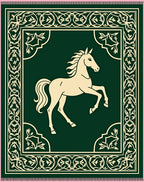 Green Cream Horse Ornamental Border Rug