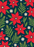 Crimson Poinsettia Botanical Dark Rug