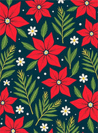 Crimson Poinsettia Botanical Dark Rug