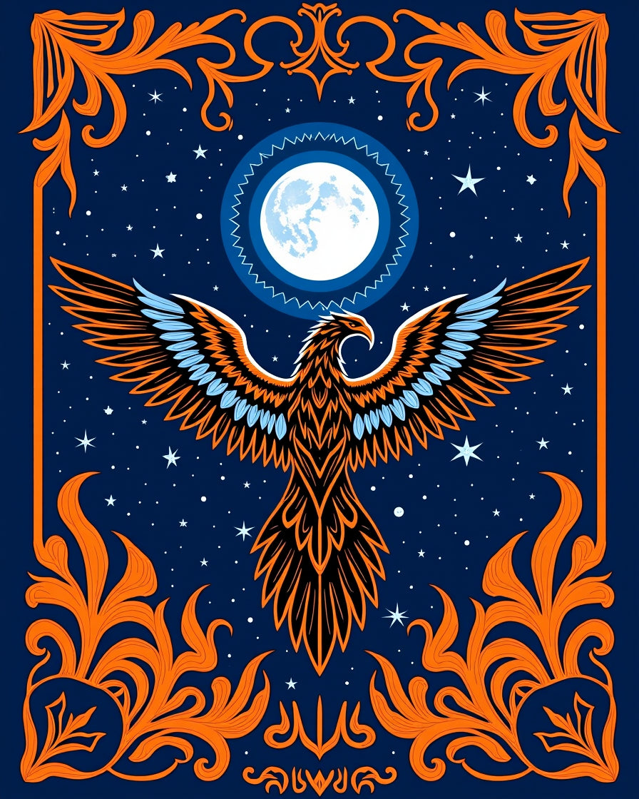 Celestial Eagle Moon Midnight Rug
