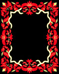 Bold Crimson Floral Vine Frame Rug