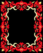 Bold Crimson Floral Vine Frame Rug