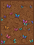 Colorful Butterfly Swirls Brown Rug