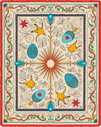 Eclectic Yellow Birds Easter Eggs Sunburst Rug