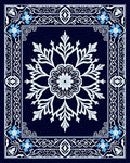 Navy White Blue Floral Intricate Rug