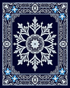 Navy White Blue Floral Intricate Rug