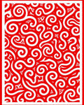 Bold Red Swirls and Triangles Repeat Rug
