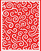 Bold Red Swirls and Triangles Repeat Rug