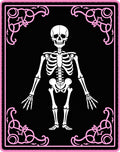 Black White Skeleton Pink Ornate Frame Rug
