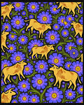 Golden Ox Blue Floral Garden Rug