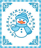Winter Snowman Blue Snowflake Garland Rug