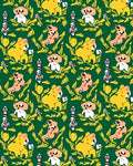 Whimsical Animals and Foliage on Green Rug