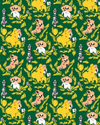 Whimsical Animals and Foliage on Green Rug
