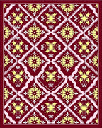 Crimson Yellow Floral Lattice Rug