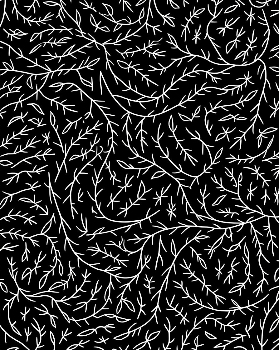 Hand Drawn White Twig Nature Rug