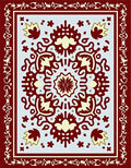 Crimson Cream Floral Medallion Bordered Rug