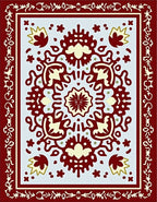 Crimson Cream Floral Medallion Bordered Rug