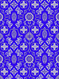 Rich Cobalt Blue Floral Crest Rug