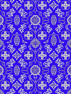 Rich Cobalt Blue Floral Crest Rug