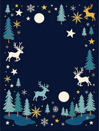 Winter Wonderland Woodland Reindeer Scene Rug