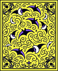 Yellow Bat and Moon Swirls Rug