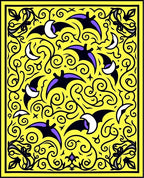 Yellow Bat and Moon Swirls Rug