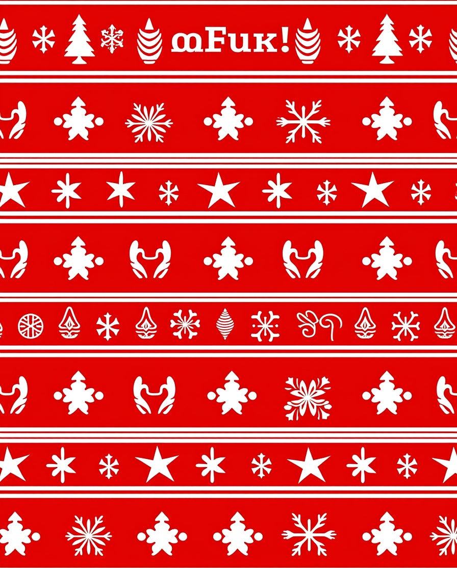 Holiday Red White Festive Icon Rug