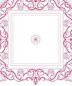 Vibrant Pink Floral Scroll Frame Rug