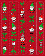 Red Festive Gnome Holly Berry Garland Rug