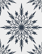 Navy Snowflake White Background Rug