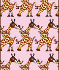 Whimsical Giraffe Pink Background Repeating Pattern Rug