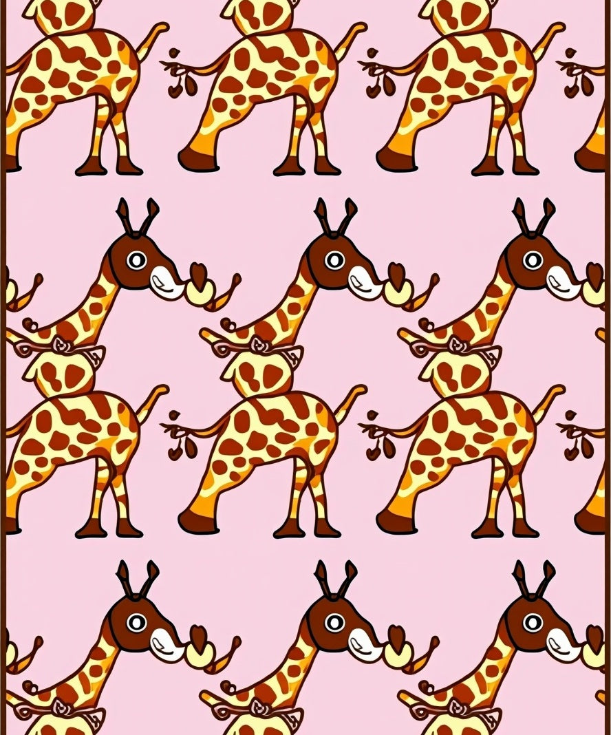 Whimsical Giraffe Pink Background Repeating Pattern Rug