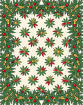 Festive Green Christmas Holly Border Rug