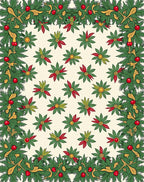Festive Green Christmas Holly Border Rug