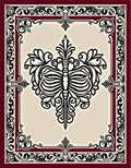 Rich Crimson Black Floral Symmetry Rug