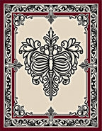 Rich Crimson Black Floral Symmetry Rug